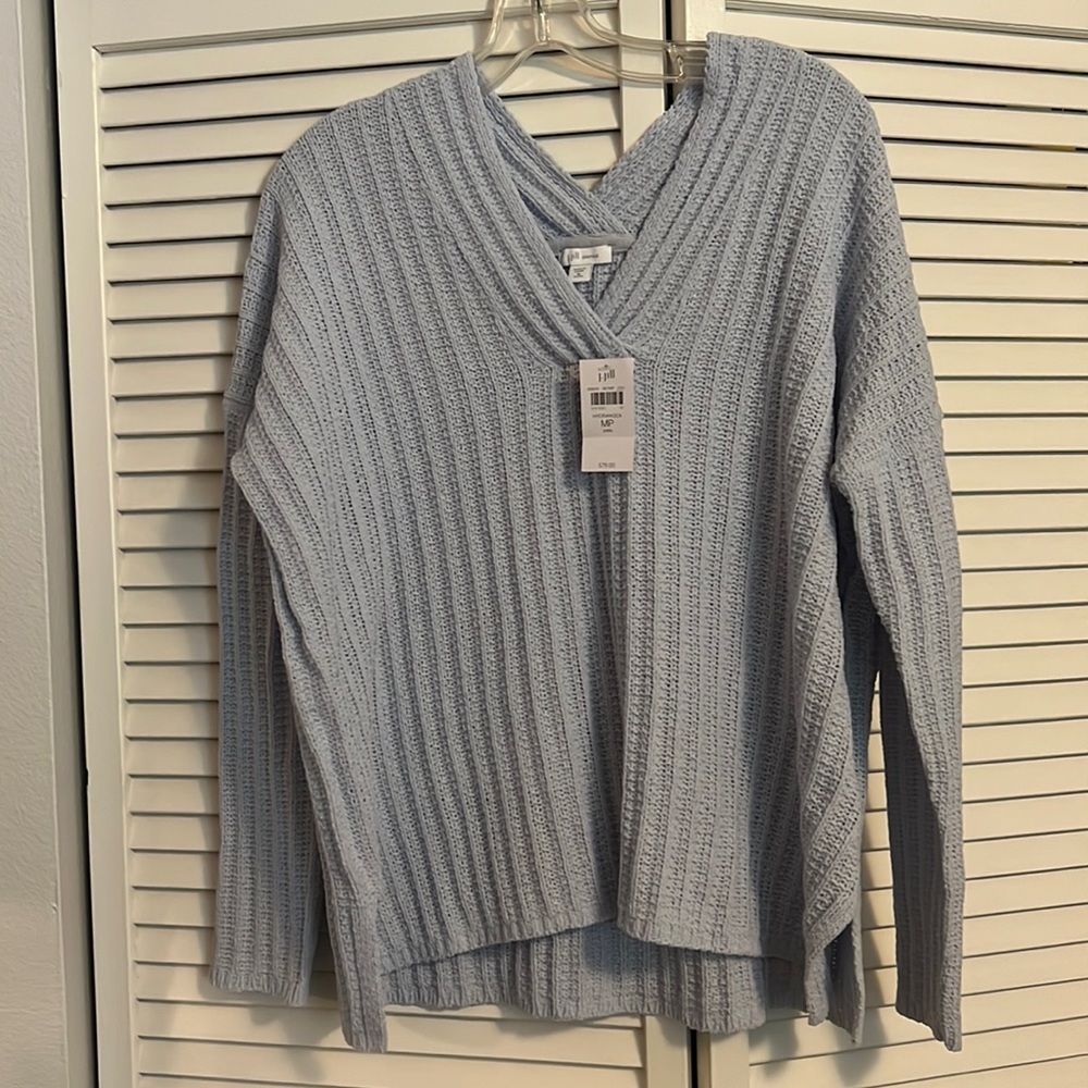 J. Jill Chenille Doubl V Sweater in Hydrangea, Medium Petite, NWT